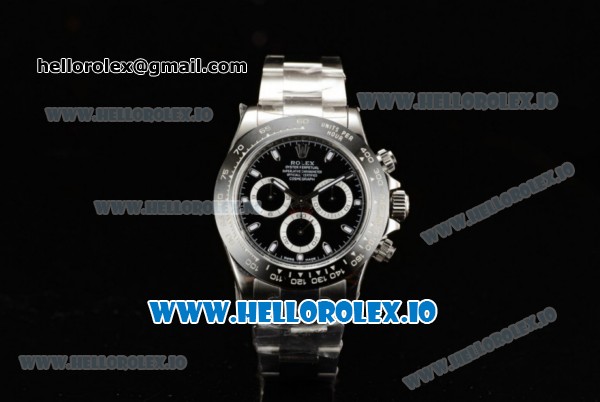 Rolex Cosmograph Daytona Clone Rolex 4130 Automatic Steel Case Black Dial With Stick Markers Steel Bracelet - 1:1 Original (AR) - Click Image to Close